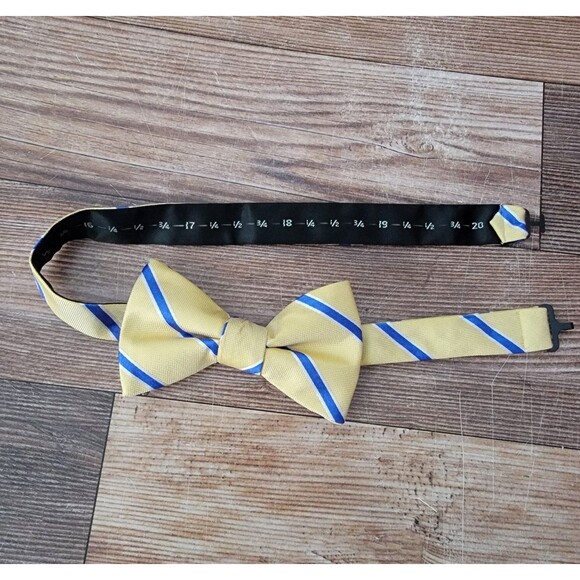 Saddlebred Silk Blend Adjustable Yellow Stripe Bow Tie Excellent Condition - Picture 1 of 7